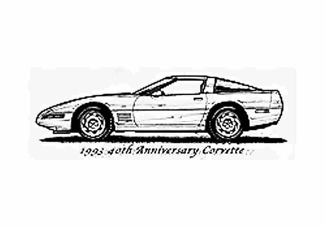 Blueprint Chevrolet Corvette C4 40th Anniversary Coupe 1993 A4 Photo Print