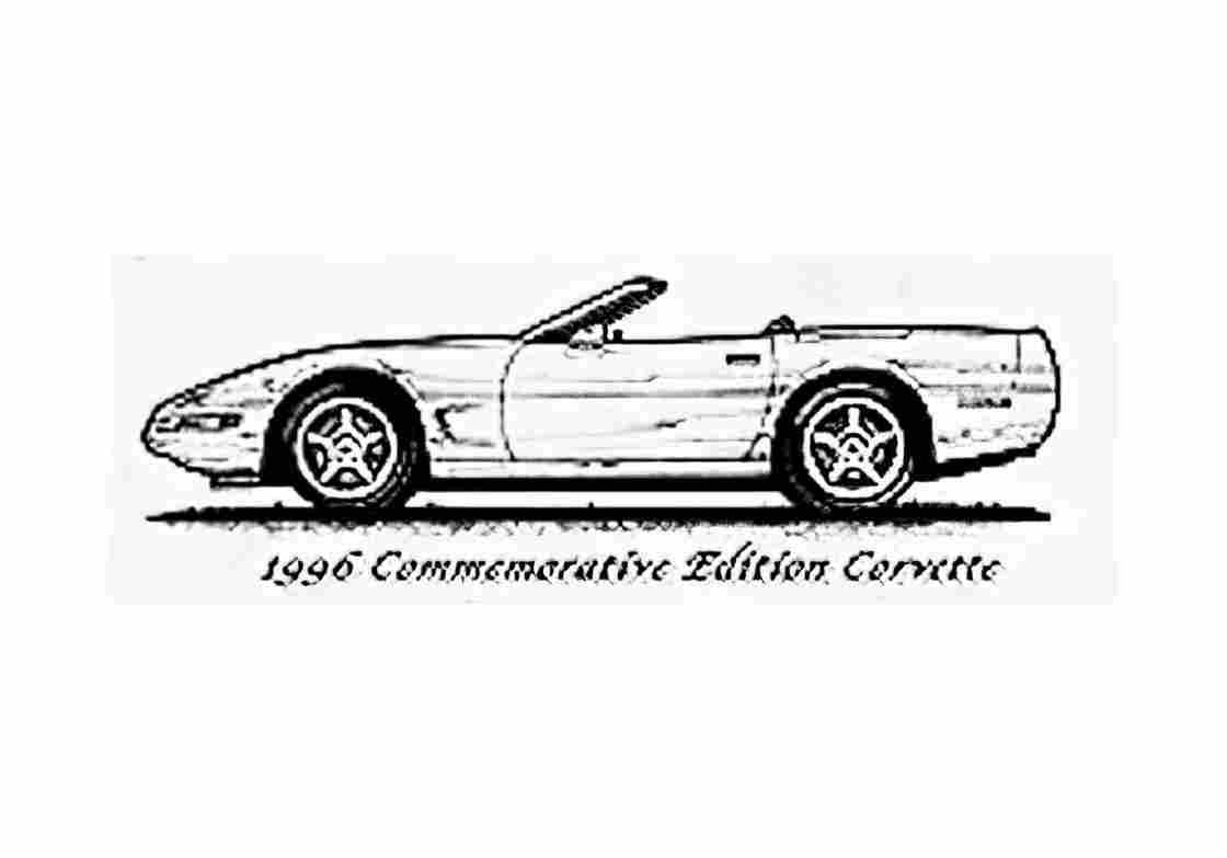 Blueprint Chevrolet Corvette C4 Commemorative Edition Cabriolet 1996 A4 Photo Print