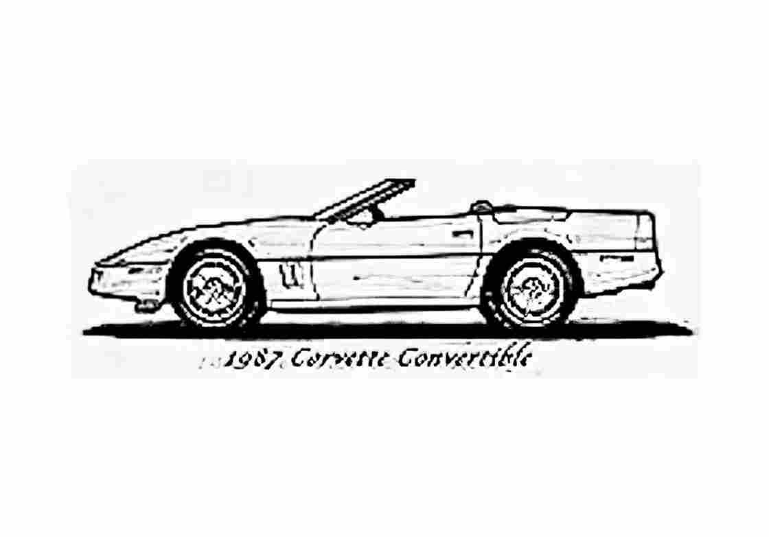 Blueprint Chevrolet Corvette C4 Convertible Cabriolet 1987 A4 Photo Print