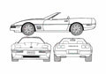 Blueprint Chevrolet Corvette C4 Convertible Cabriolet 1992 A4 Photo Print