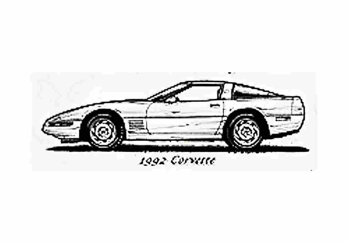 Blueprint Chevrolet Corvette C4 Coupe 1992 A4 Photo Print