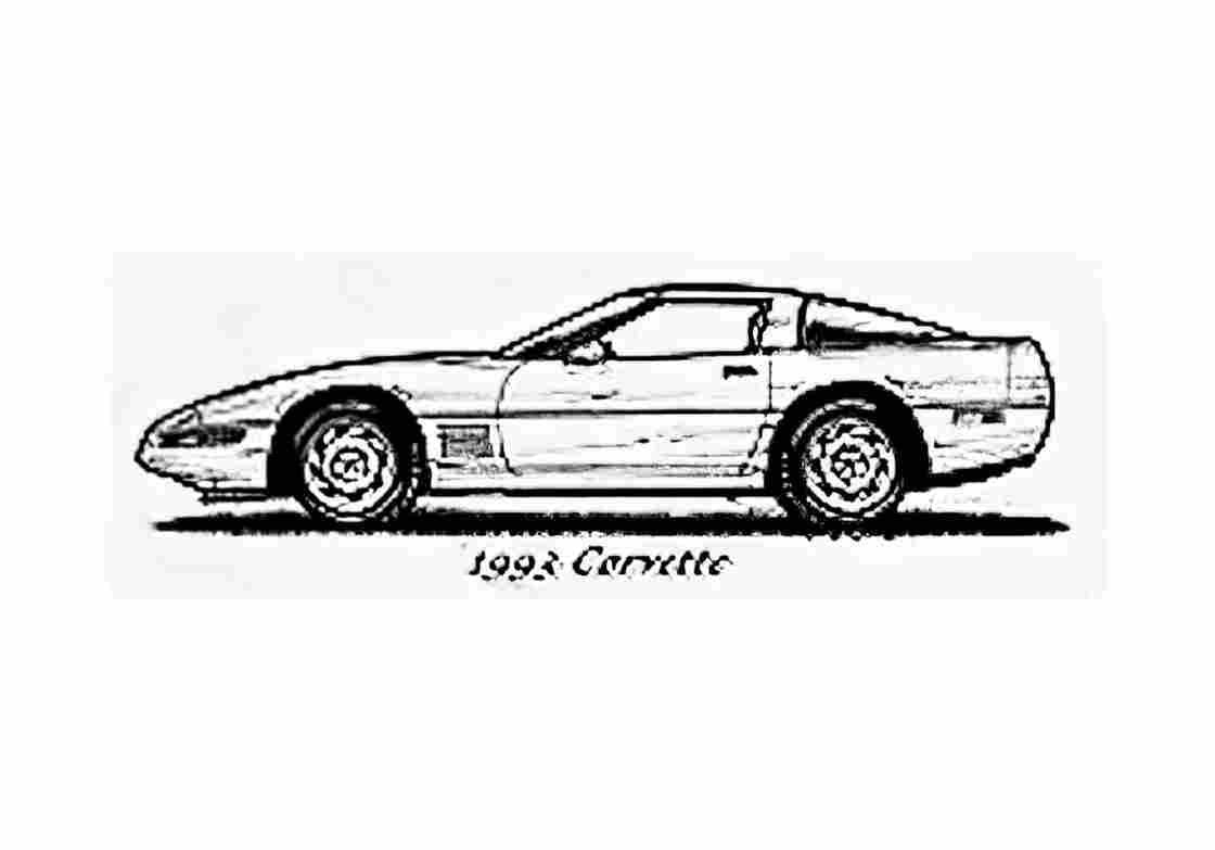 Blueprint Chevrolet Corvette C4 Coupe 1993 A4 Photo Print
