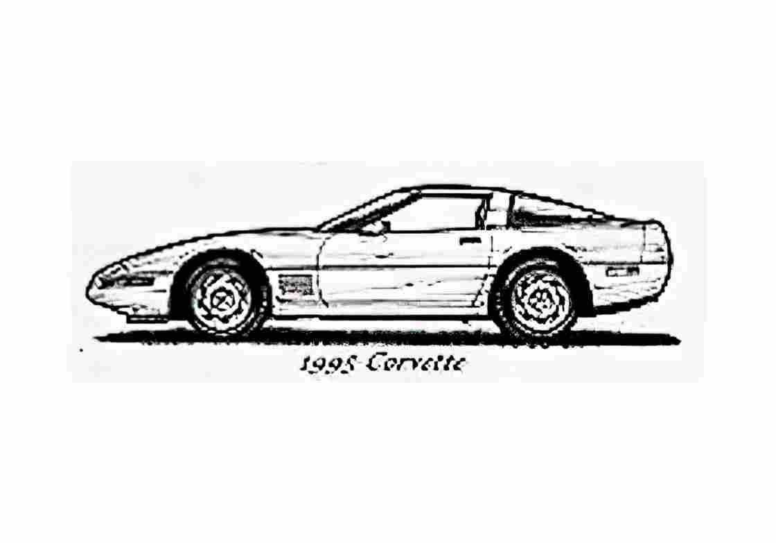 Blueprint Chevrolet Corvette C4 Coupe 1995 A4 Photo Print