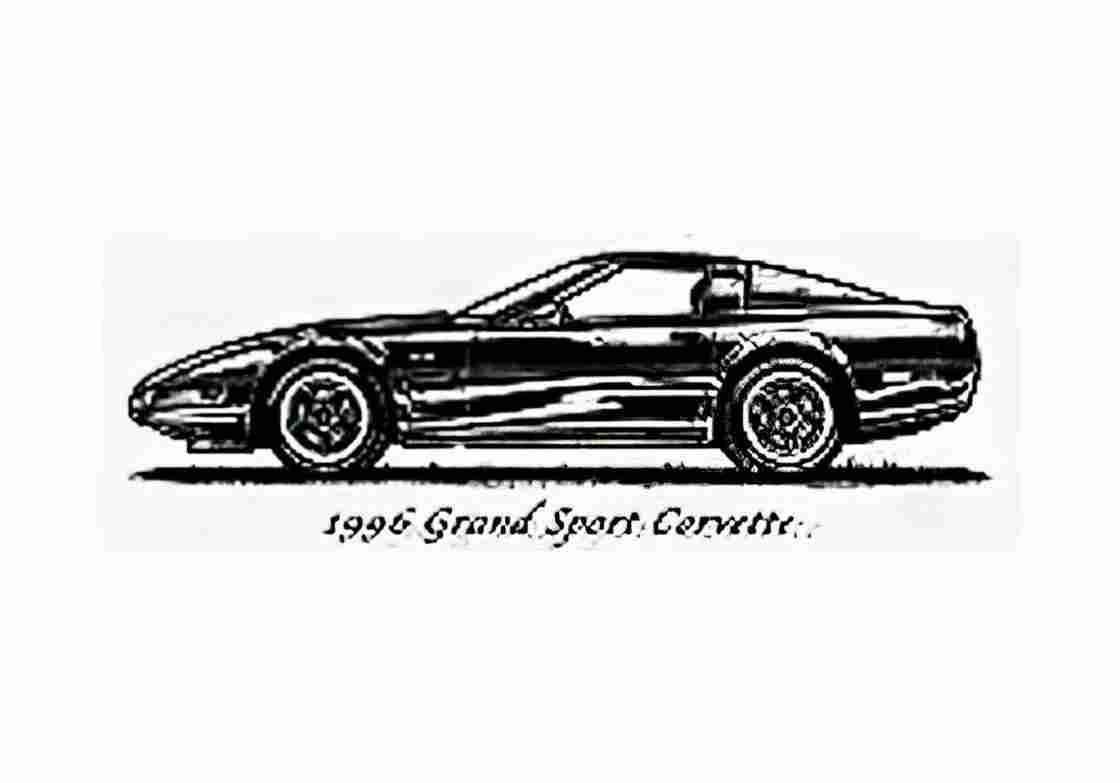 Blueprint Chevrolet Corvette C4 Grand Sport Coupe 1996 A4 Photo Print