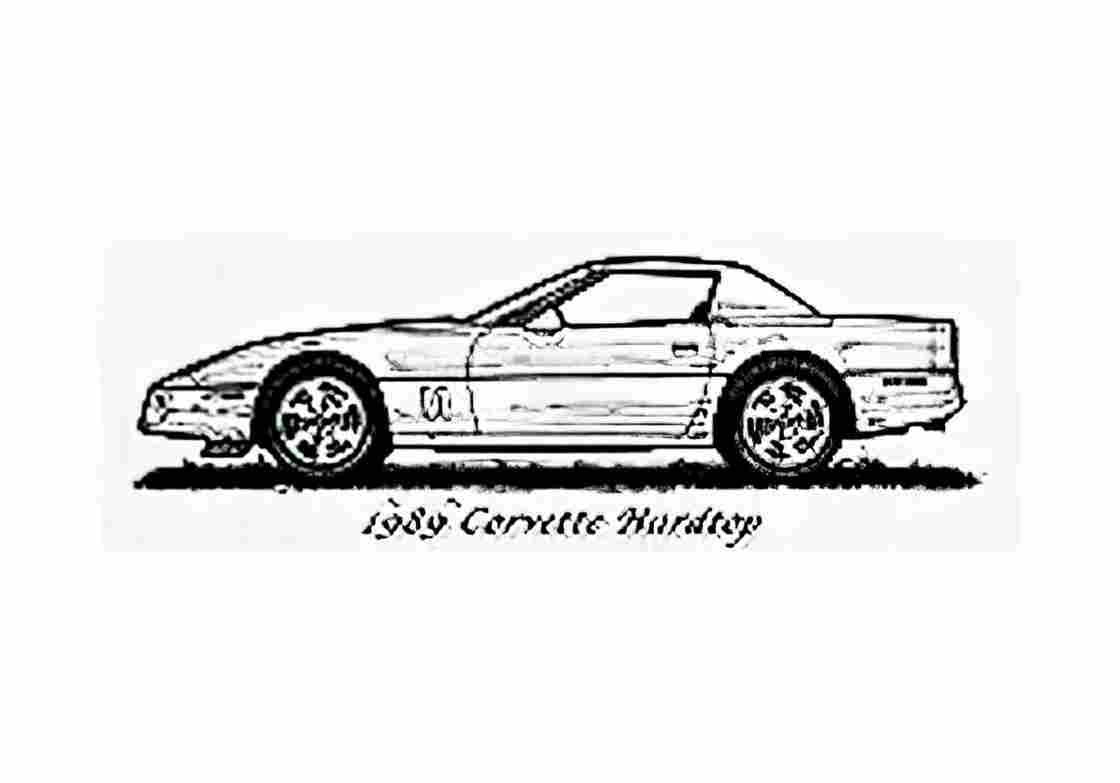 Blueprint Chevrolet Corvette C4 Hardtop Coupe 1989 A4 Photo Print