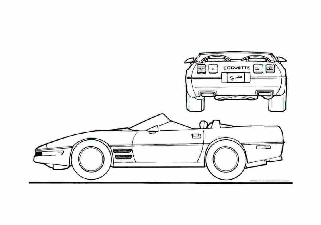 Blueprint Chevrolet Corvette C4 Spider Cabriolet 1983 A4 Photo Print