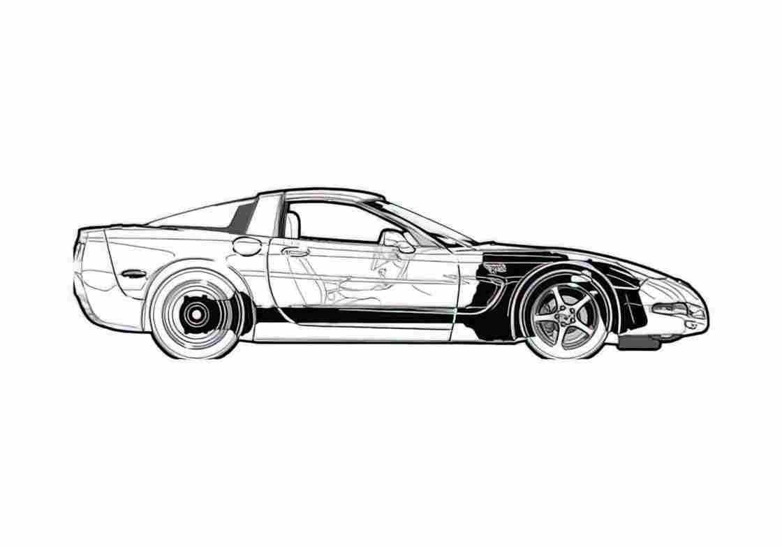 Blueprint Chevrolet Corvette C5 50th Anniversary Coupe 2003 A4 Photo Print