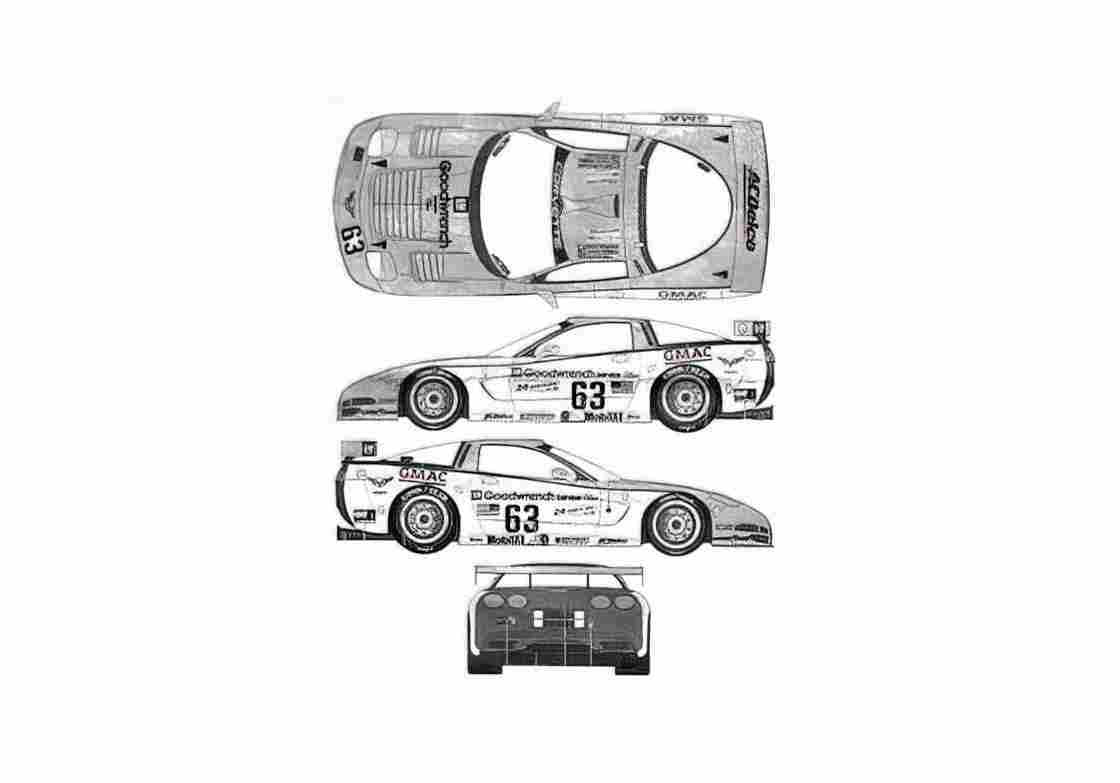 Blueprint Chevrolet Corvette C5 R Coupe A4 Photo Print