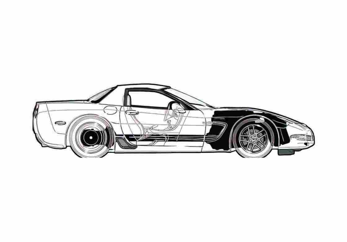 Blueprint Chevrolet Corvette C5 Z06 Coupe 2003 A4 Photo Print