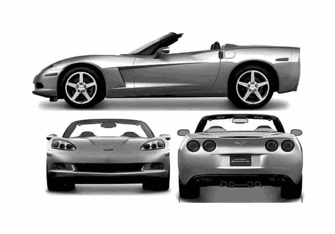 Blueprint Chevrolet Corvette C6 Cabriolet 2004 A4 Photo Print