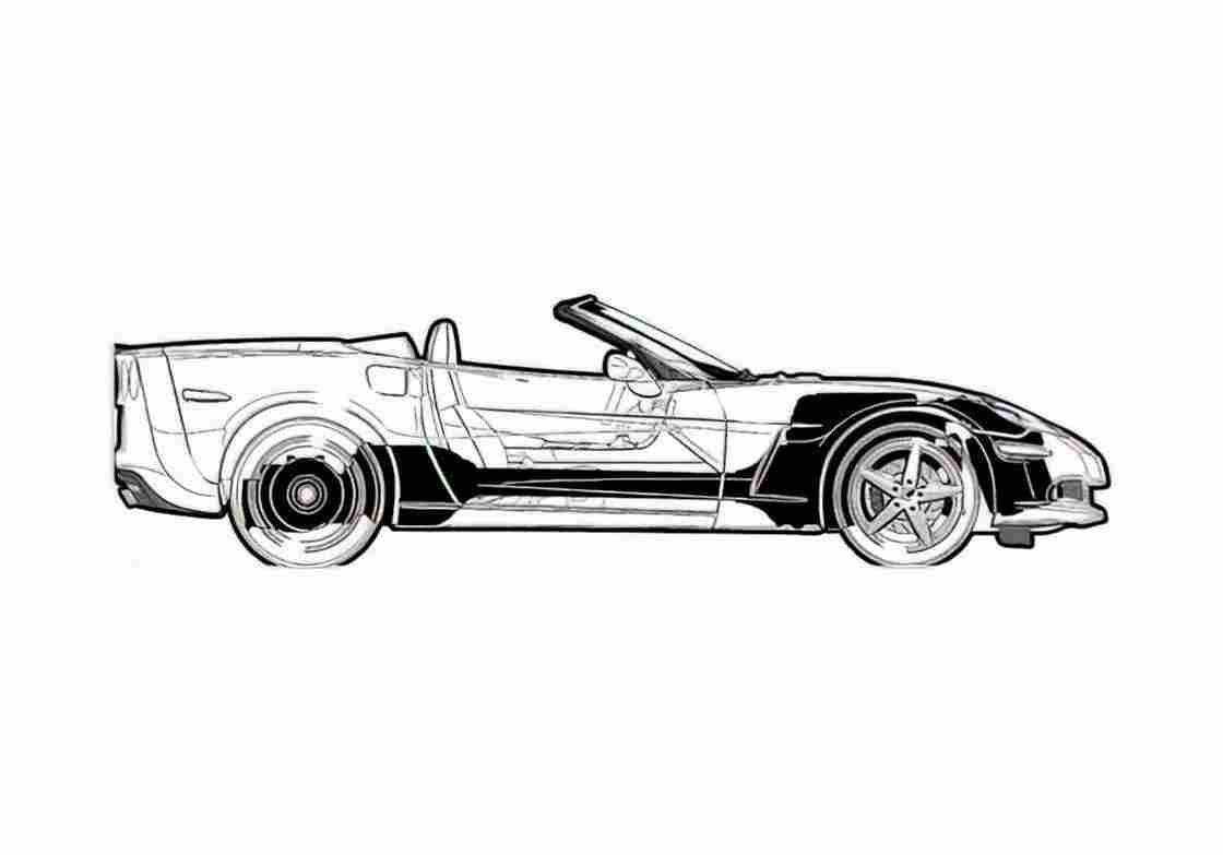 Blueprint Chevrolet Corvette C6 Convertible Cabriolet 2005 A4 Photo Print