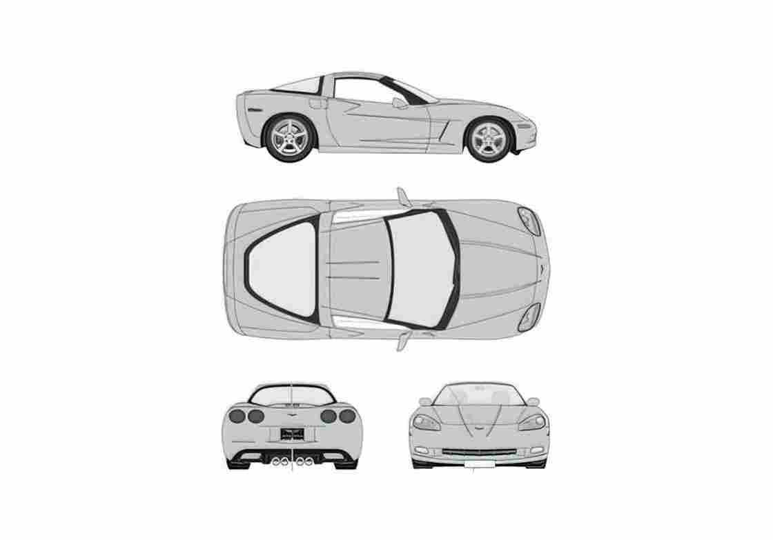 Blueprint Chevrolet Corvette C6 Coupe 2004 A4 Photo Print