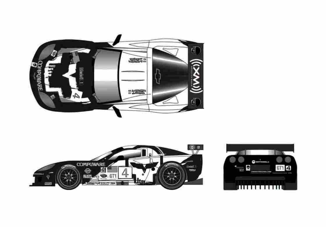 Blueprint Chevrolet Corvette C6 R Coupe 2007 A4 Photo Print