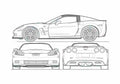 Blueprint Chevrolet Corvette C6 ZR1 Coupe 2009 A4 Photo Print