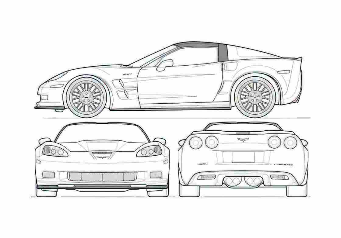Blueprint Chevrolet Corvette C6 ZR1 Coupe 2009 A4 Photo Print