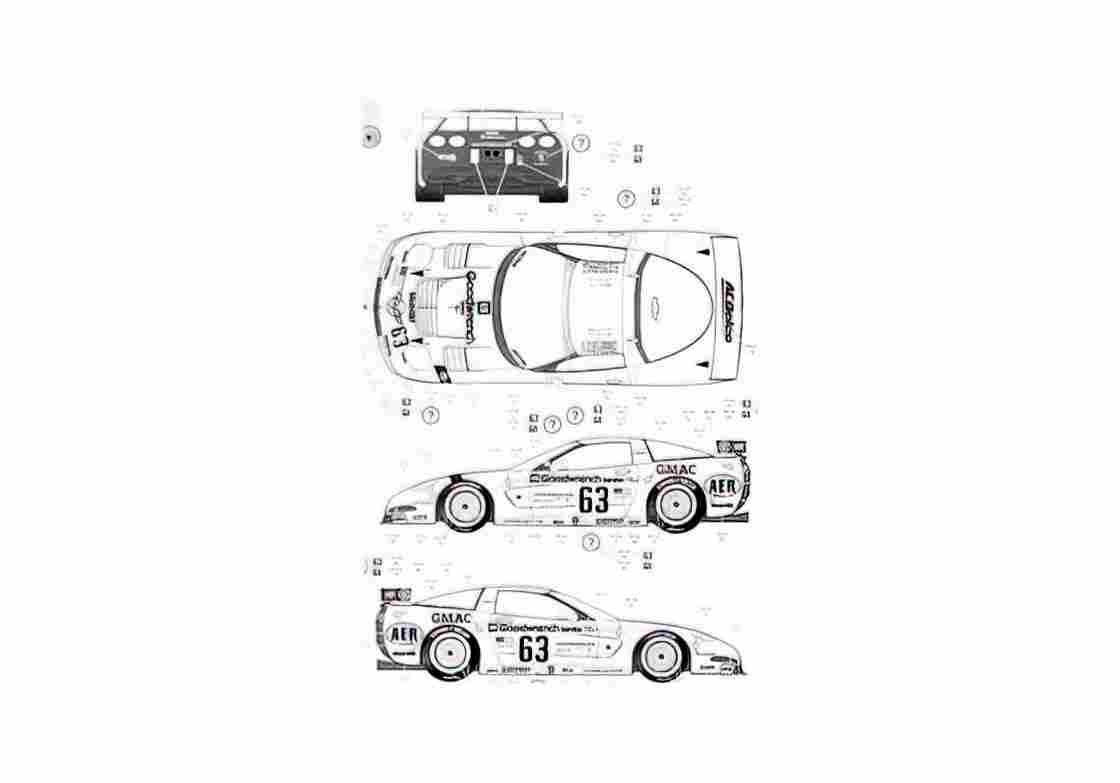 Blueprint Chevrolet Corvette C6R Le Mans Coupe 2001 A4 Photo Print