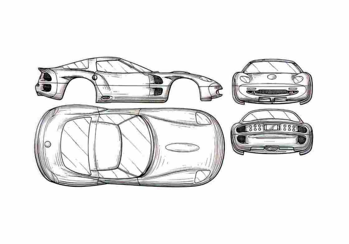 Blueprint Chevrolet Corvette Concept Coupe 1997 A4 Photo Print