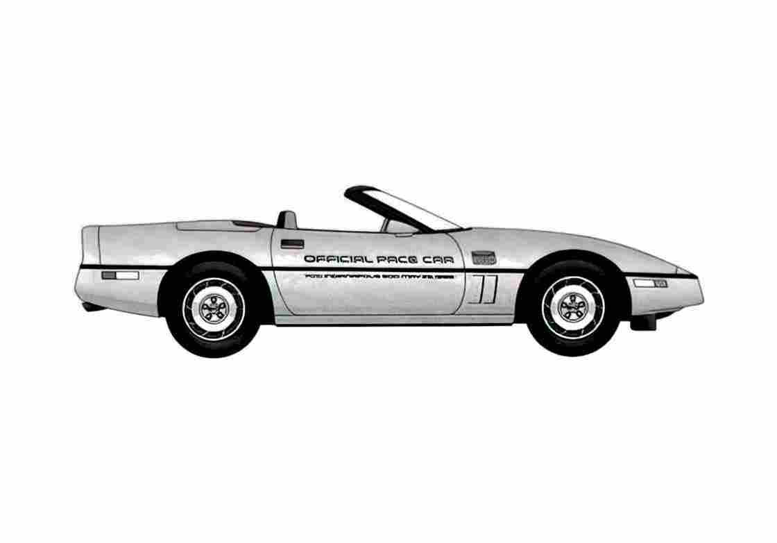 Blueprint Chevrolet Corvette Convertible Cabriolet 1986 A4 Photo Print
