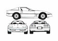 Blueprint Chevrolet Corvette Coupe 1984 A4 Photo Print