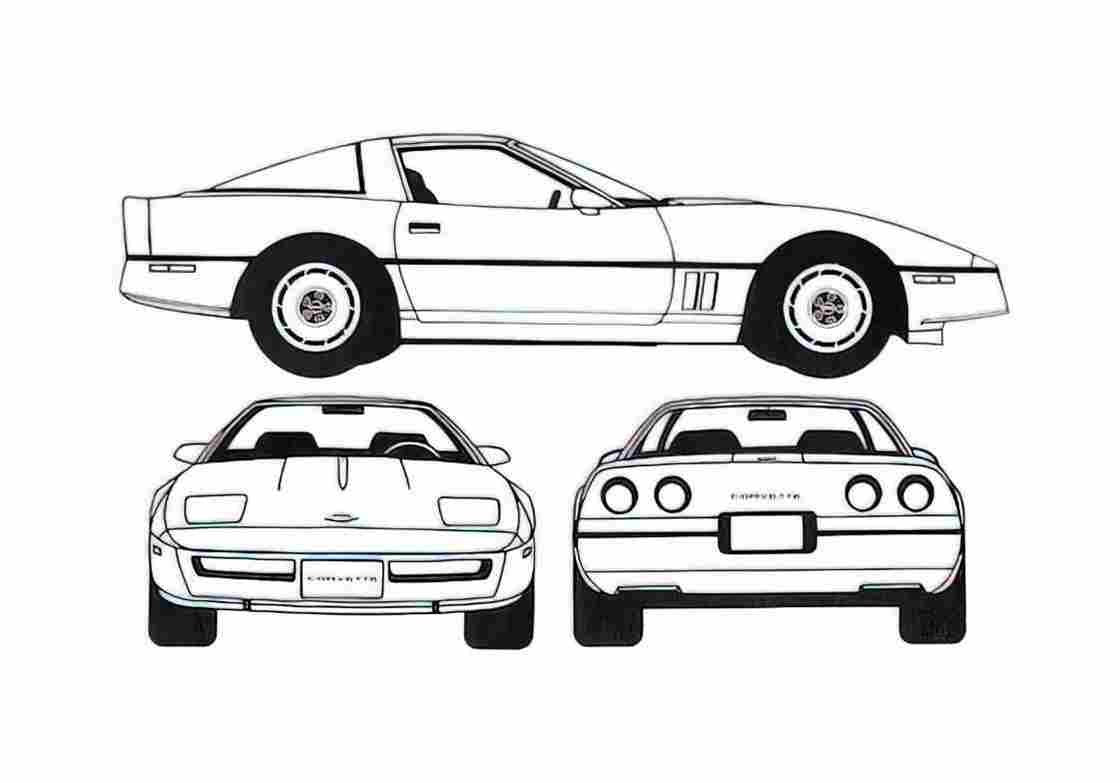 Blueprint Chevrolet Corvette Coupe 1984 A4 Photo Print