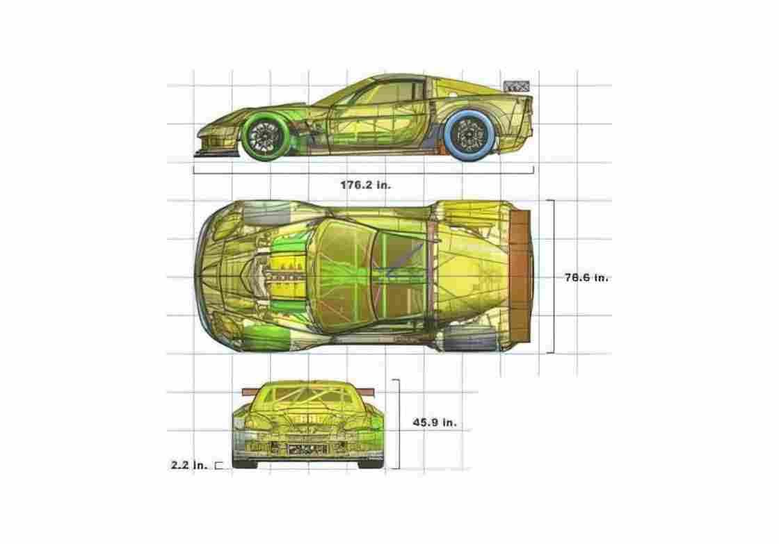 Blueprint Chevrolet Corvette GT2 Coupe A4 Photo Print