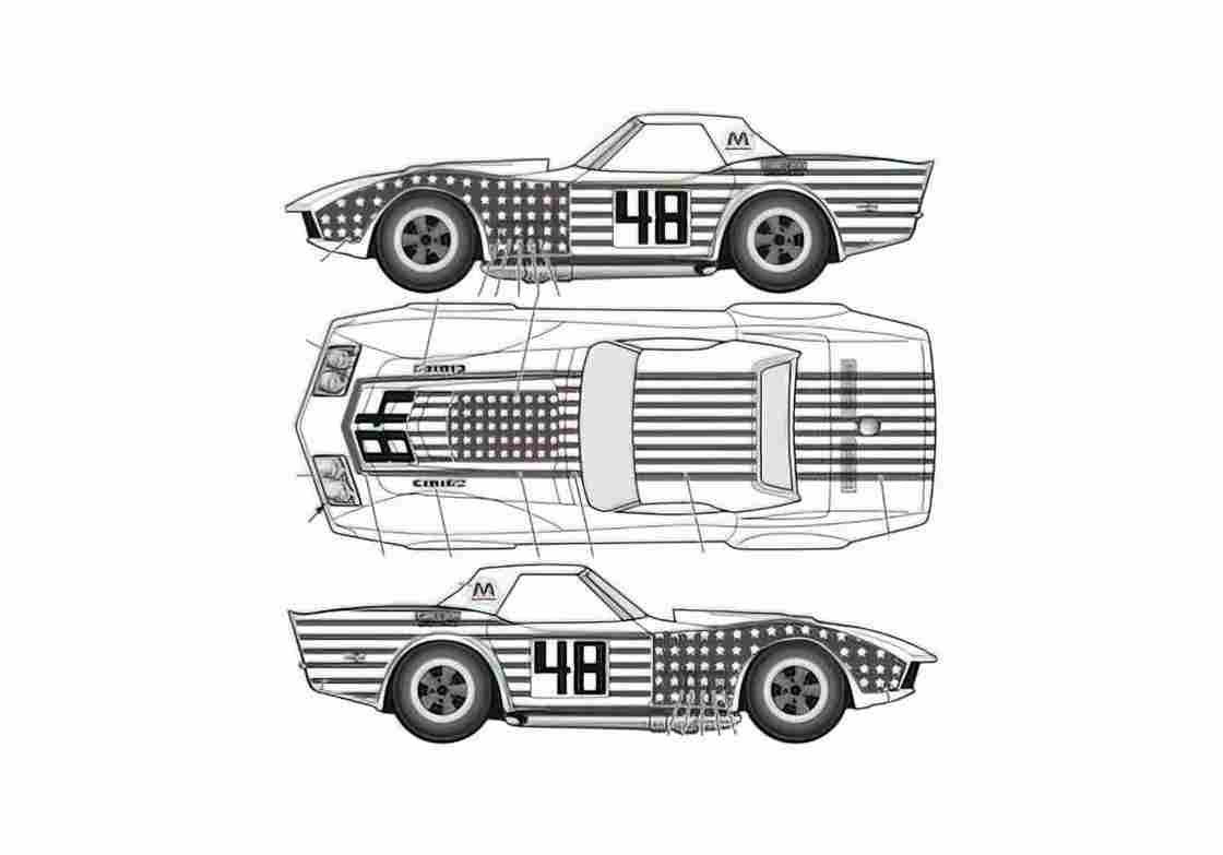 Blueprint Chevrolet Corvette Sebring John Greenwoods Star and Stripes A4 Photo Print