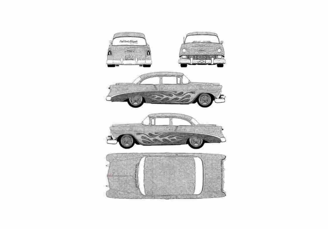 Blueprint Chevrolet Del Ray 2 Door Sedan 1956 A4 Photo Print