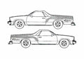 Blueprint Chevrolet El Camino Custom Pick up 1979 A4 Photo Print
