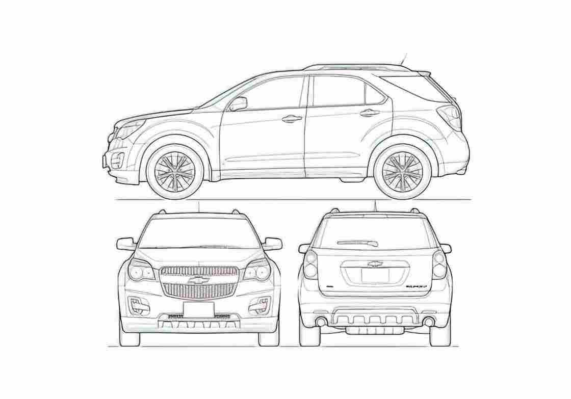 Blueprint Chevrolet Equinox SUV 2010 A4 Photo Print