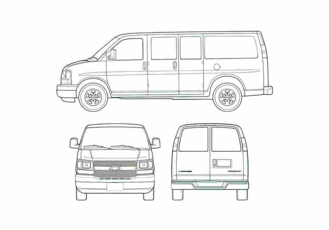 Blueprint Chevrolet Express Minivan 2005 A4 Photo Print