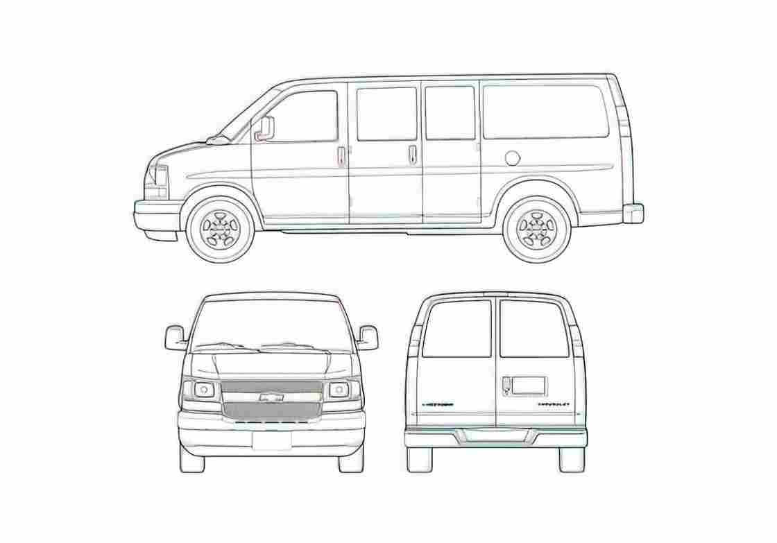 Blueprint Chevrolet Express Van 2005 A4 Photo Print