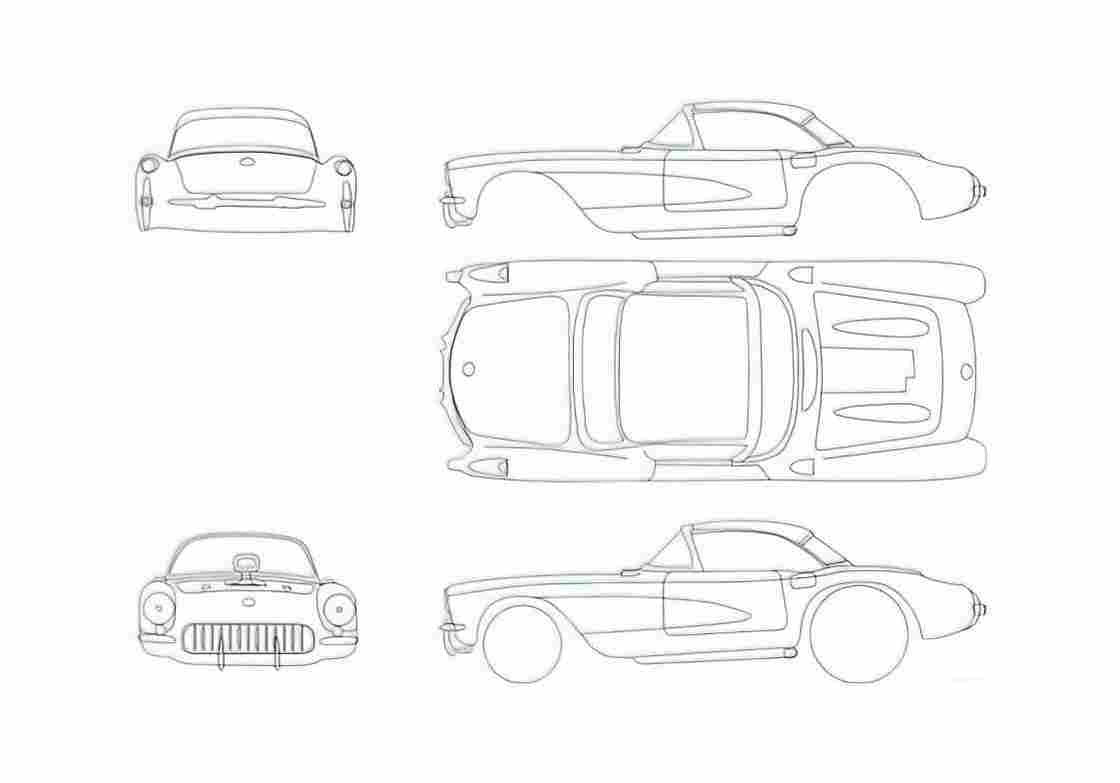 Blueprint Chevrolet Gasser Edition Coupe 1957 A4 Photo Print