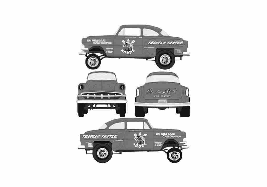 Blueprint Chevrolet Gasser Sedan 1953 A4 Photo Print