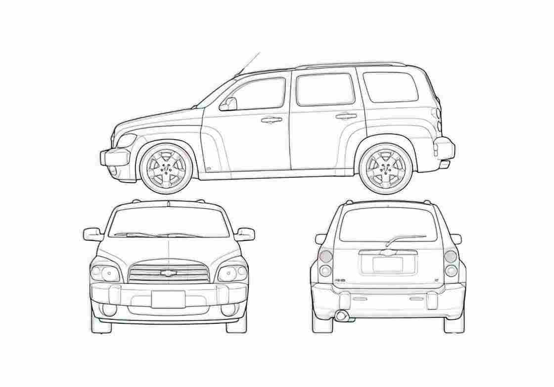 Blueprint Chevrolet HHR Wagon 2006 A4 Photo Print