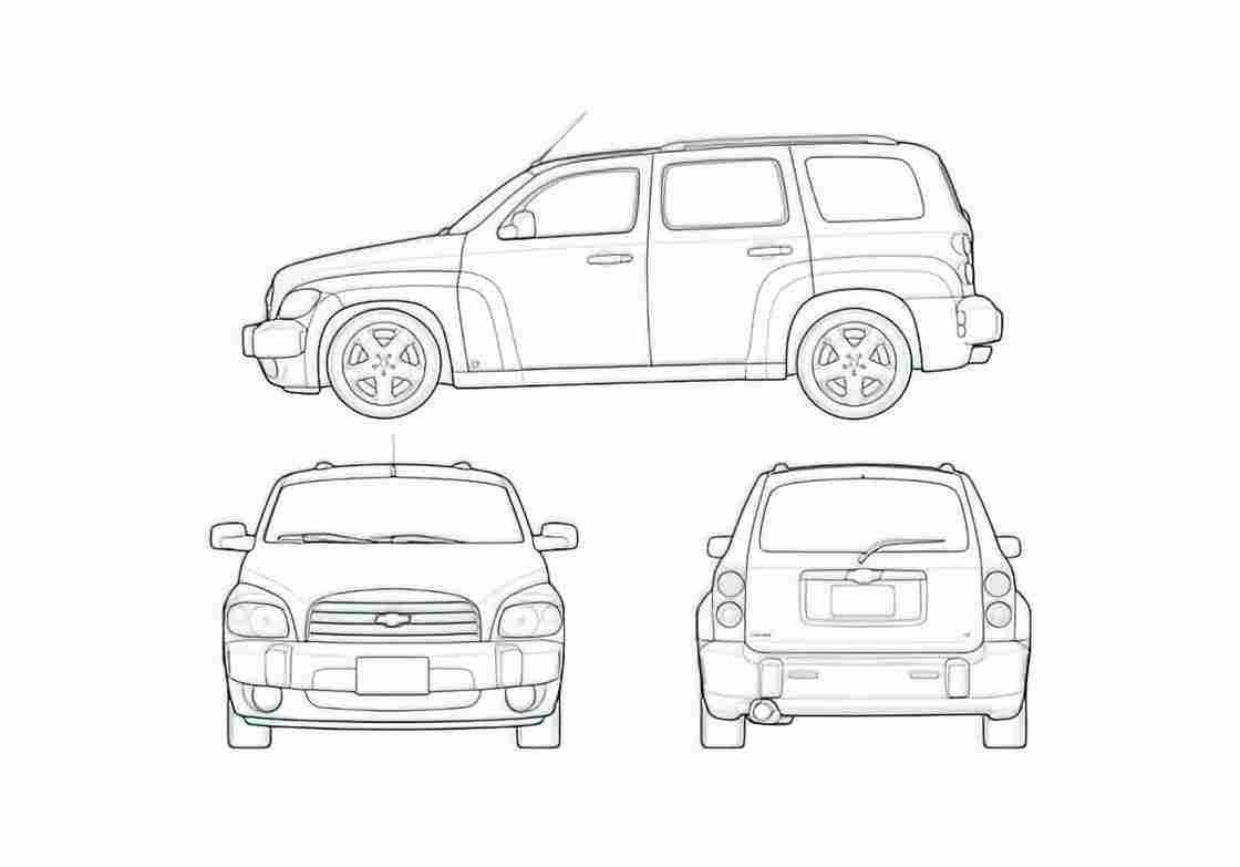 Blueprint Chevrolet HHR Wagon 2007 A4 Photo Print