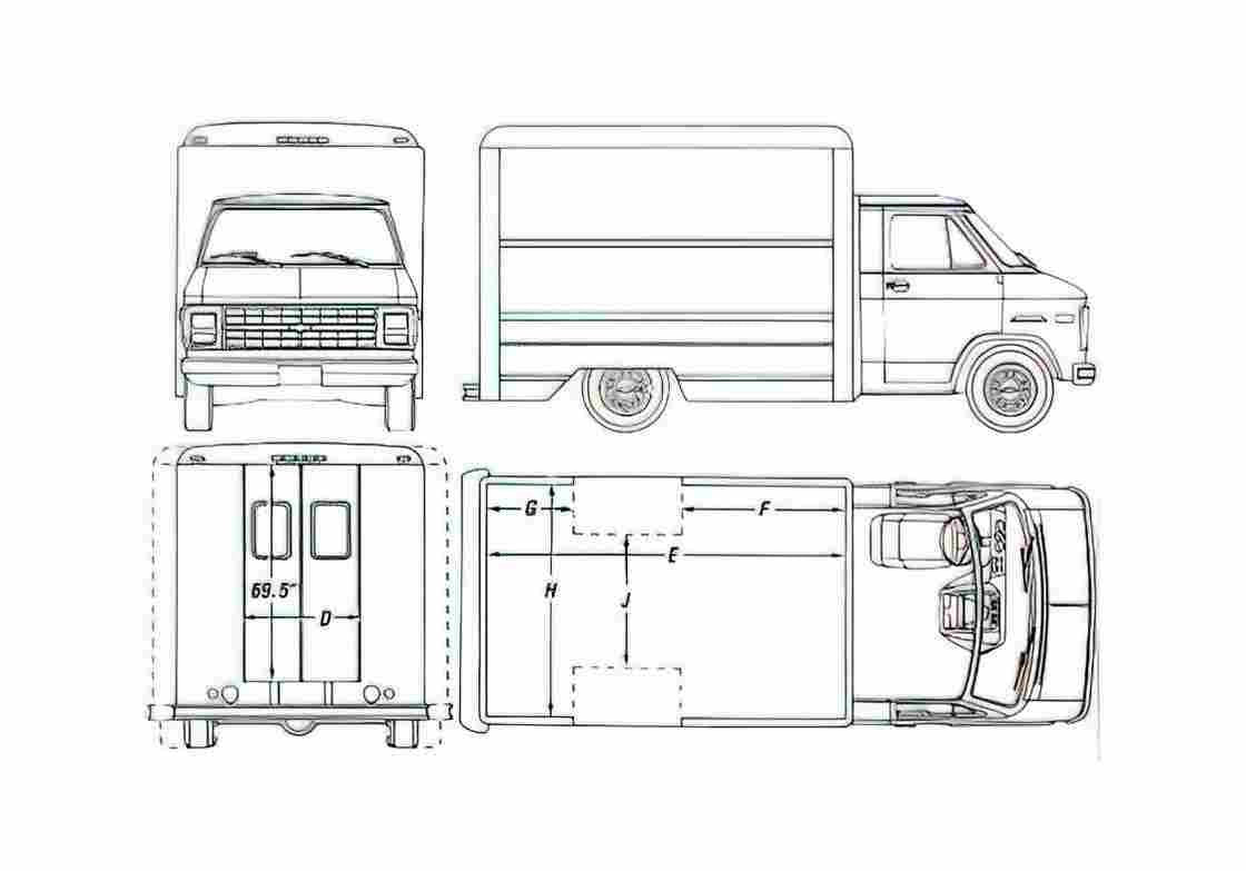 Blueprint Chevrolet Hi Cube Van 1990 A4 Photo Print