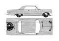 Blueprint Chevrolet Impala Convertible Cabriolet 1964 A4 Photo Print