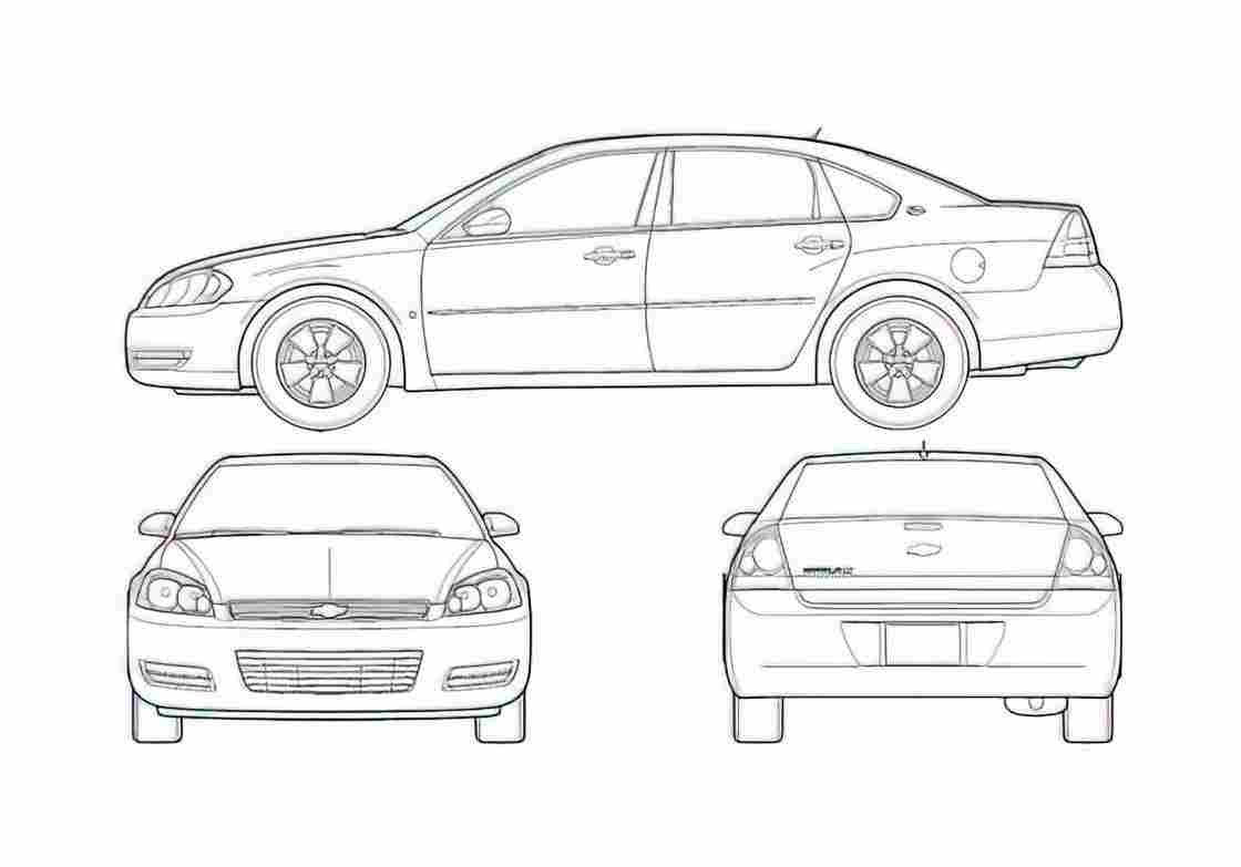 Blueprint Chevrolet Impala LT Sedan 2006 A4 Photo Print