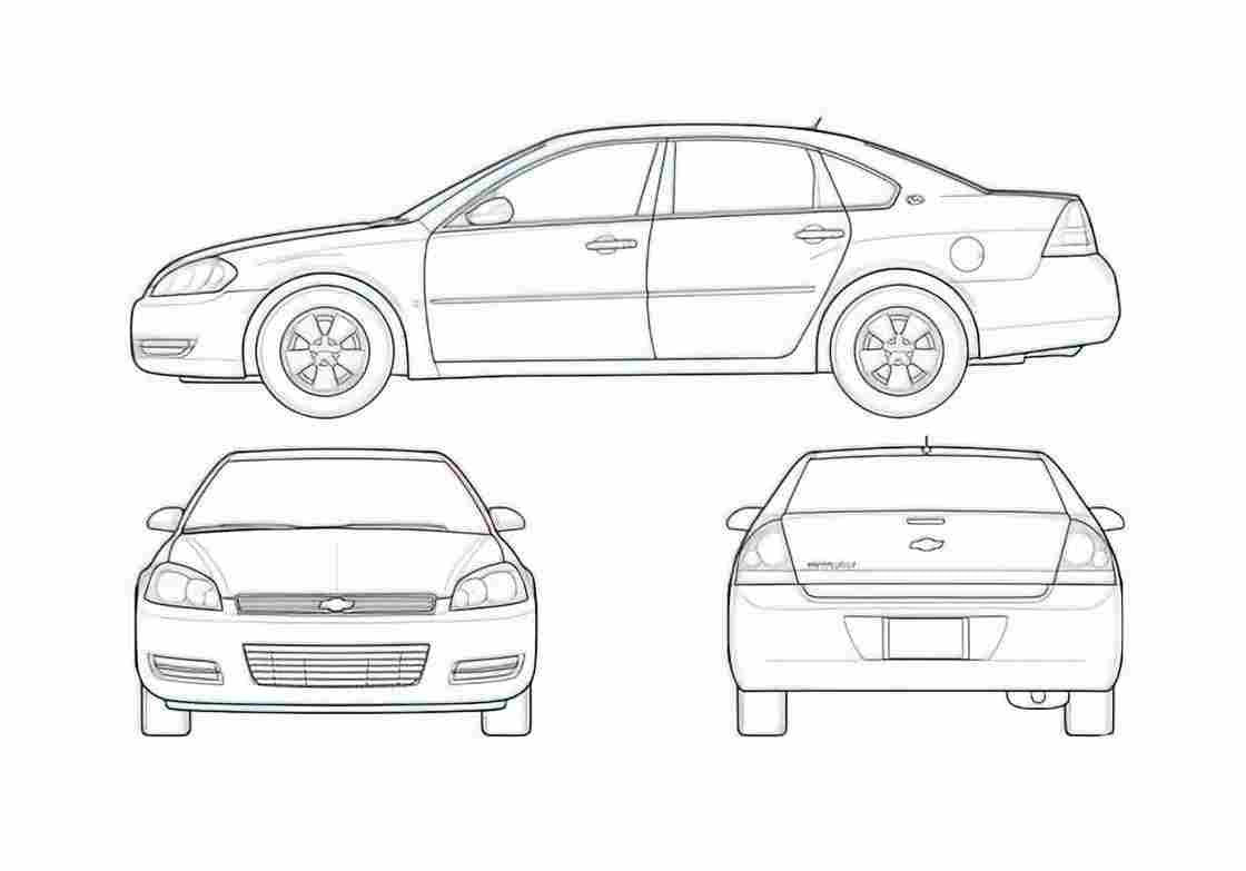 Blueprint Chevrolet Impala LT Sedan 2007 A4 Photo Print