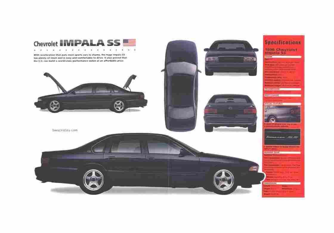 Blueprint Chevrolet Impala SS Sedan 1996 A4 Photo Print