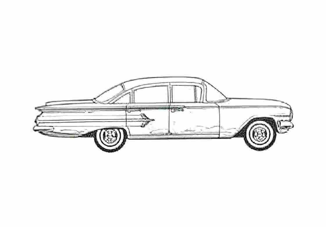 Blueprint Chevrolet Impala Sedan 1960 A4 Photo Print