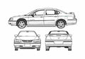 Blueprint Chevrolet Impala Sedan 2003 A4 Photo Print