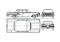 Blueprint Chevrolet Impala Sport Sedan 1960 A4 Photo Print