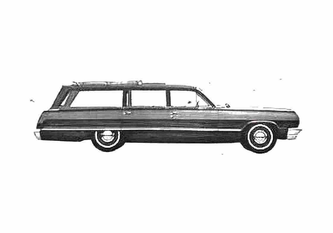 Blueprint Chevrolet Impala Station Wagon 1964 A4 Photo Print