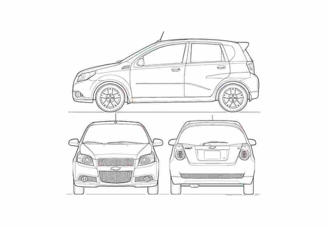Blueprint Chevrolet KR Aveo 5 Door SUV 2010 A4 Photo Print