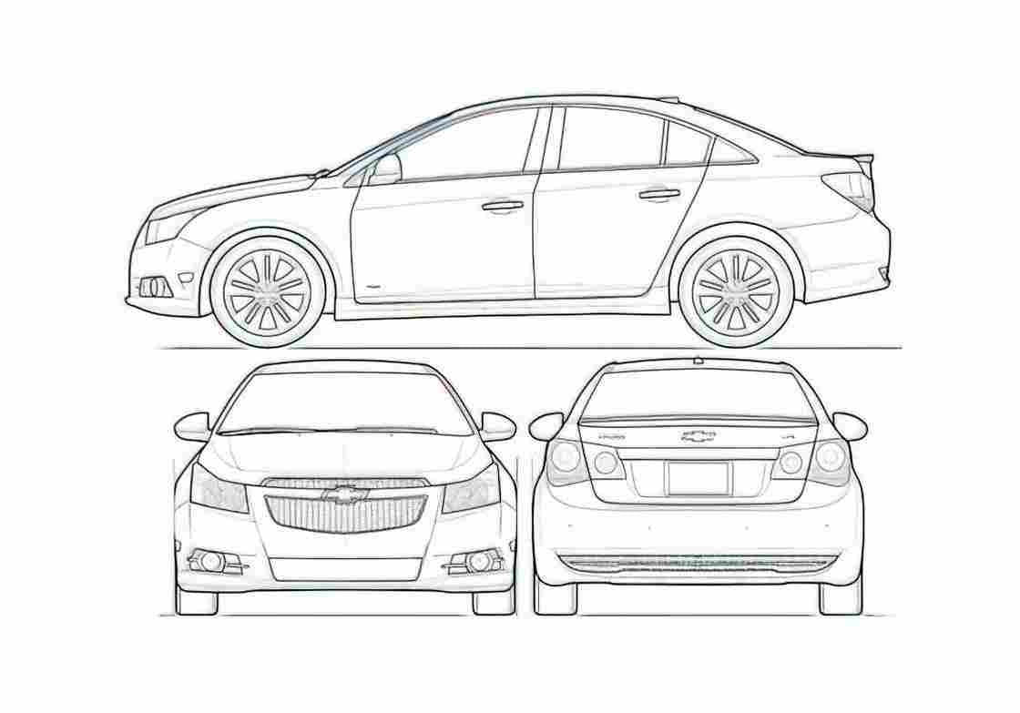 Blueprint Chevrolet KR Cruze RS Sedan 2010 A4 Photo Print