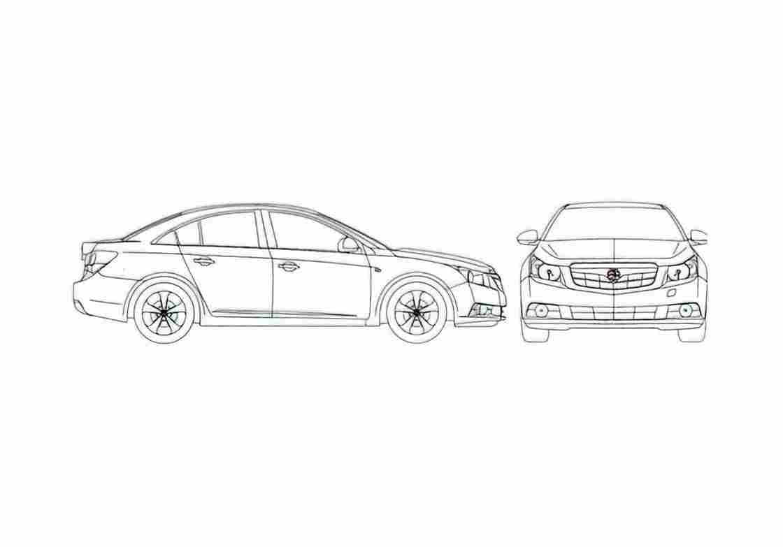 Blueprint Chevrolet KR Cruze Sedan 2010 A4 Photo Print