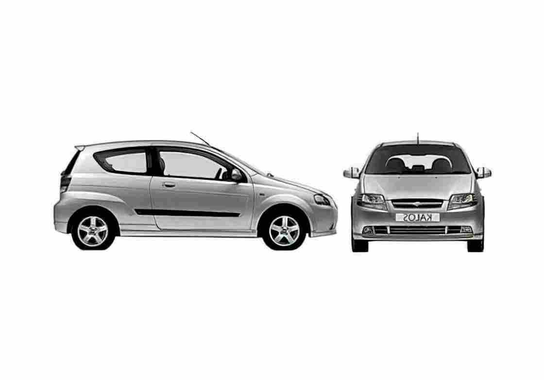 Blueprint Chevrolet Kalos 3 door Hatchback 2007 A4 Photo Print
