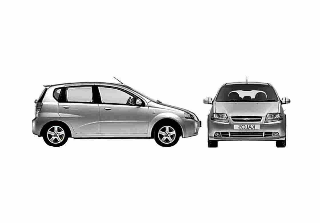 Blueprint Chevrolet Kalos 5 door Hatchback 2007 A4 Photo Print