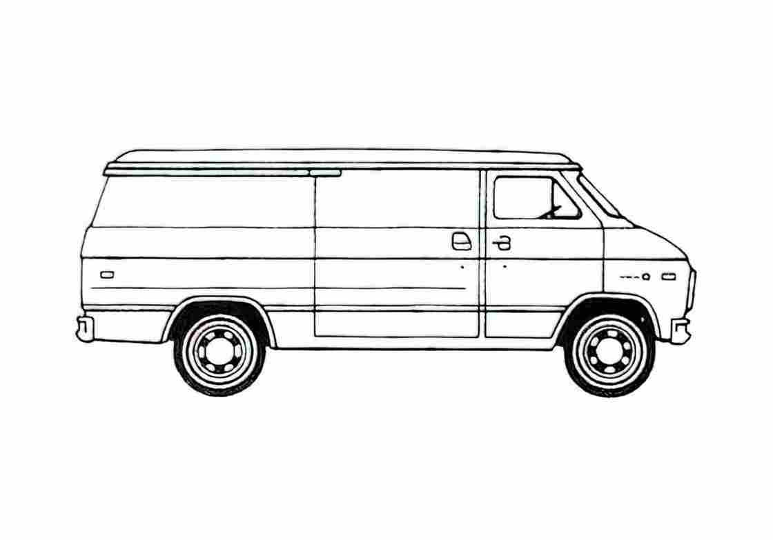Blueprint Chevrolet LWB Van 1979 A4 Photo Print